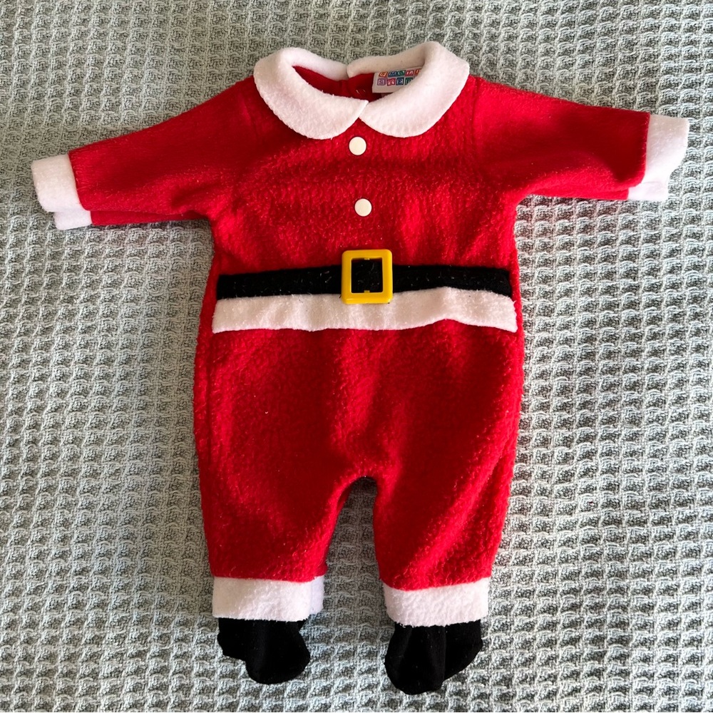Vintage Small Steps Santa Christmas One Piece Outfit 0-3 Months Baby Infant